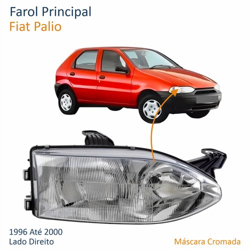Farol Fiat Palio 1996 Até 2000 Foco Duplo Vidro Lado Direito Passageiro