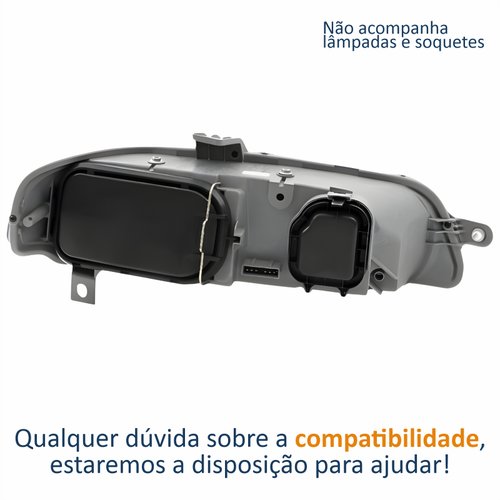 Farol Principal Fiat Palio 2001 2002 2003 2004 Carcaça Cinza Lado Esquerdo Motorista