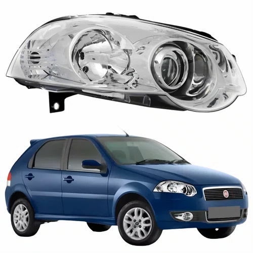 Farol Fiat Palio 2008 Até 2011 Máscara Cromada Com Anel Cromado Lado Direito Passageiro