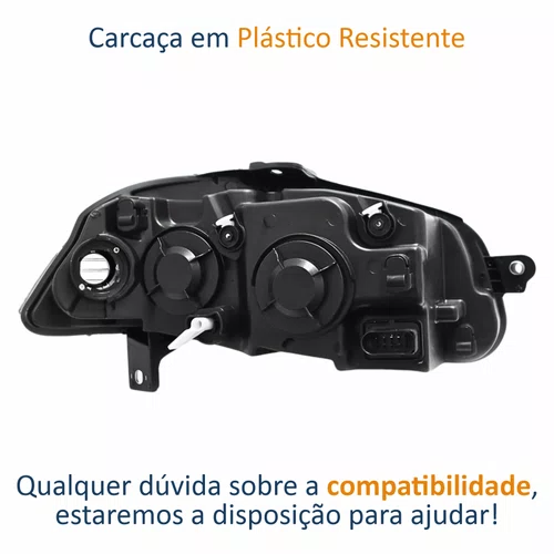 Farol Fiat Palio 2008 Até 2011 Siena 2008 Até 2012 Strada Weekend 2008 Até 2016 Máscara Cromada Com Anel Cromado Lado Esquerdo Motorista