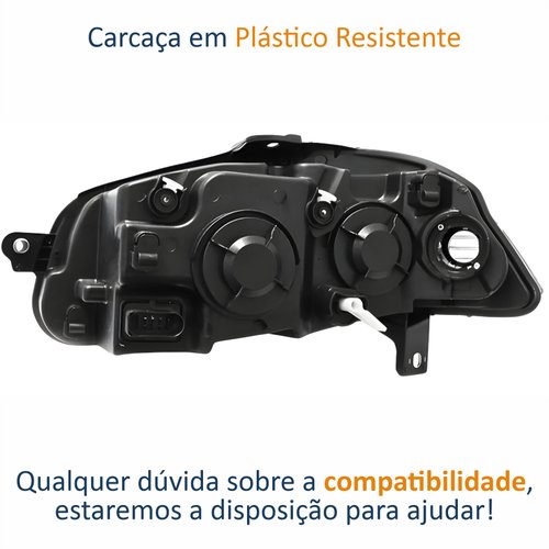 Farol Fiat Palio 2008 2009 2010 2011 Siena 2008 2009 2010 2011 2012 Strada Weekend 2008 2009 2010 2011 2012 2013 2014 2015 2016 Original Foco Duplo Máscara Negra Com Anel Cromado Lado Direito Passageiro