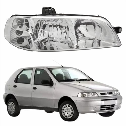 Farol Fiat Palio  G2 2001 Até 2007 Original Arteb Foco Duplo Carcaça Preta Lado Direito Passageiro