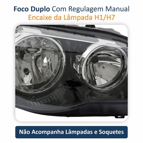 Farol Fiat Palio G3 2003 Até 2014 Siena Strada Weekend G3 2003 Até 2012 Original Arteb Máscara Negra Com Aro Cromado Foco Duplo Lado Direito Passageiro
