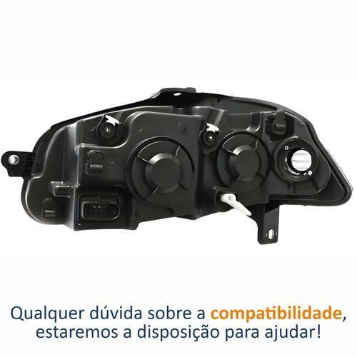 Farol Fiat Palio G4 2008 Até 2011 Foco Duplo Máscara Negra com Anel Preto Lado Direito Passageiro