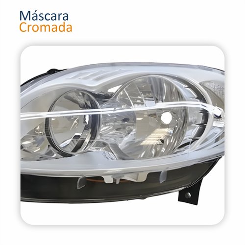 Farol Principal Fiat Palio 2012 2013 2014 2015 2016 Máscara Cromada Lado Esquerdo Motorista