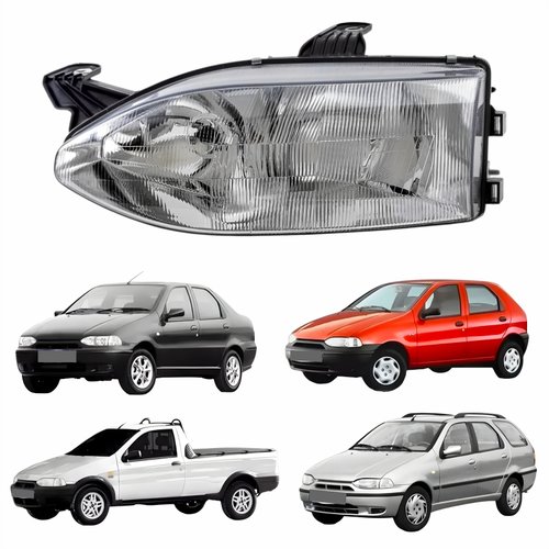 Farol Fiat Palio Siena Strada Weekend 1996 Até 2000 Foco Duplo Vidro Lado Esquerdo Motorista