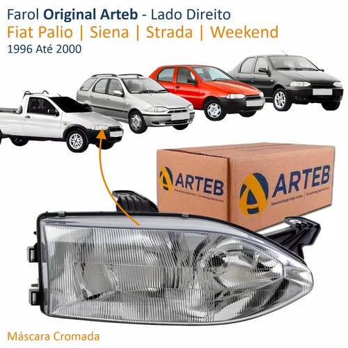 Farol Fiat Palio Siena Strada Weekend 1996 Até 2000 Original Arteb Foco Duplo Vidro Lado Direito Passageiro