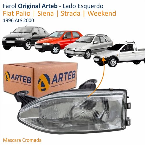Farol Fiat Palio Siena Strada Weekend 1996 até 2000 Original Arteb Foco Simples Lado Esquerdo Motorista