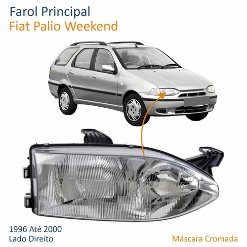 Farol Fiat Palio Weekend 1996 Até 2000 Foco Duplo Vidro Lado Direito Passageiro