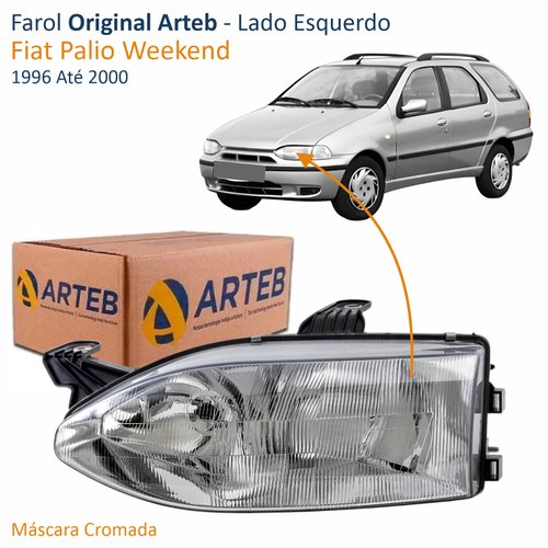 Farol Fiat Palio Weekend 1996 Até 2000 Original Arteb Foco Duplo Vidro Lado Esquerdo Motorista