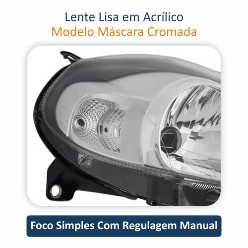 Farol Fiat Punto 2013 Até 2016 Máscara Cromada Lado Direito Passageiro