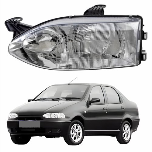 Farol Fiat Siena 1996 1997 1998 1999 2000 Foco Duplo Lado Esquerdo Motorista