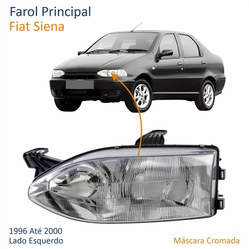 Farol Fiat Siena 1996 1997 1998 1999 2000 Foco Duplo Lado Esquerdo Motorista