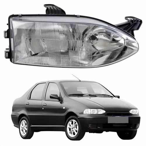 Farol Fiat Siena 1996 Até 2000 Foco Duplo Vidro Lado Direito Passageiro