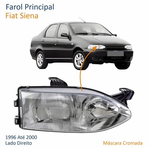 Farol Fiat Siena 1996 Até 2000 Foco Duplo Vidro Lado Direito Passageiro