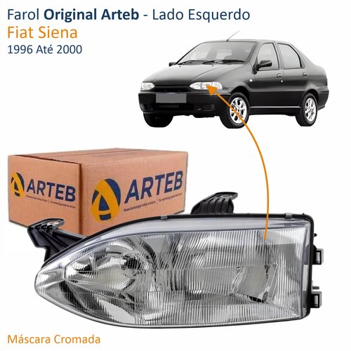 Farol Fiat Siena 1996 Até 2000 Original Arteb Foco Duplo Vidro Lado Esquerdo Motorista
