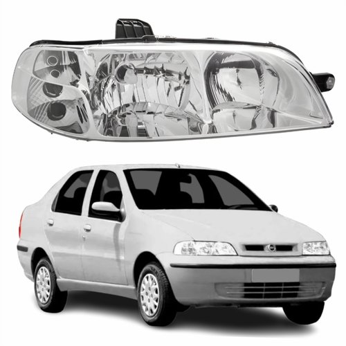 Farol Fiat Siena G2 2001 Até 2007 Original Arteb Foco Duplo Carcaça Preta Lado Direito Passageiro