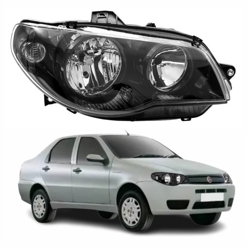Farol Fiat Siena G3 2003 Até 2012 Original Arteb Máscara Negra Canhão Preto Foco Duplo Lado Direito Passageiro