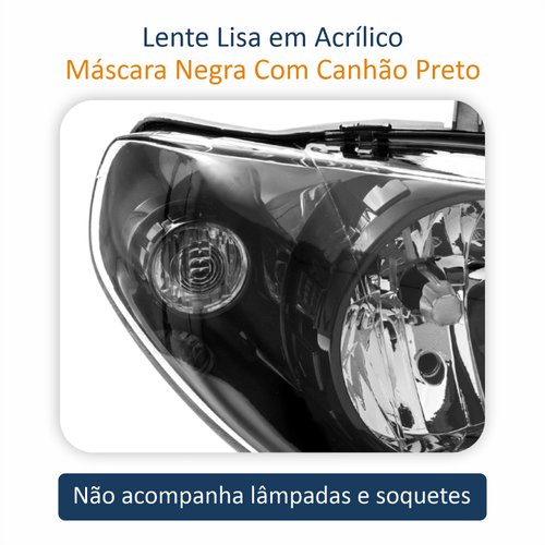 Farol Fiat Siena G3 2003 Até 2012 Original Arteb Máscara Negra Canhão Preto Foco Duplo Lado Direito Passageiro