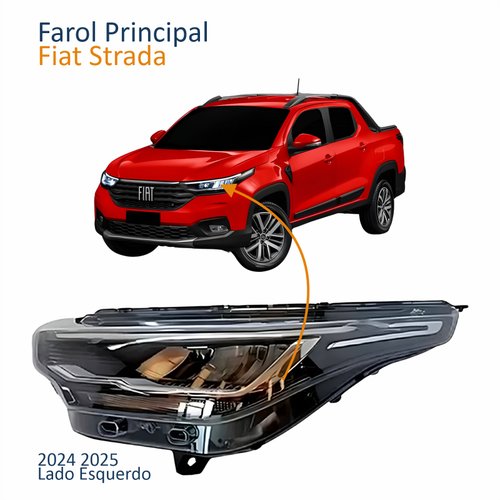 Farol Principal Fiat Strada 2024 2025 Com Led High Lado Esquerdo Motorista