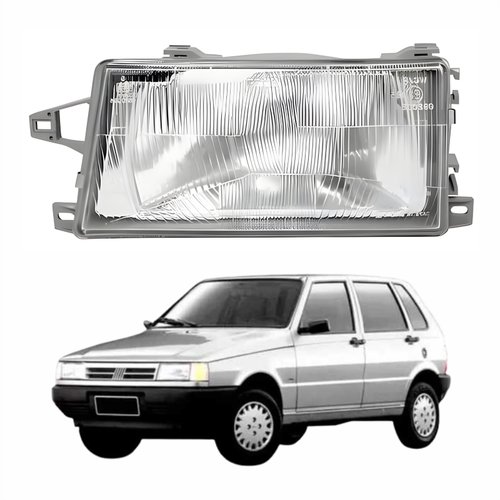 Farol Fiat Uno 1991 Até 2003 Lente De Vidro Lado Esquerdo Motorista