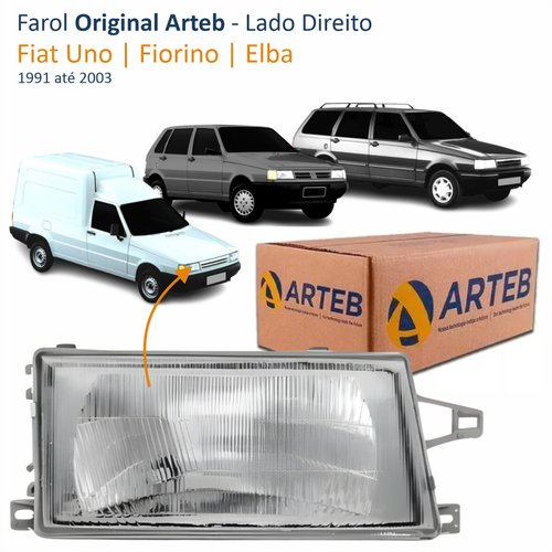 Farol Fiat Uno Fiorino Elba 1991 até 2003 Original Arteb Foco Simples Lado Direito Passageiro