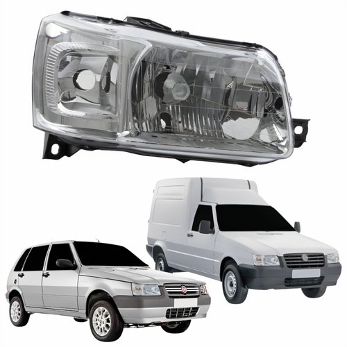 Farol Fiat Uno Fire Fiorino 2004 Até 2014 Original Arteb Máscara Cromada Lado Direito Passageiro
