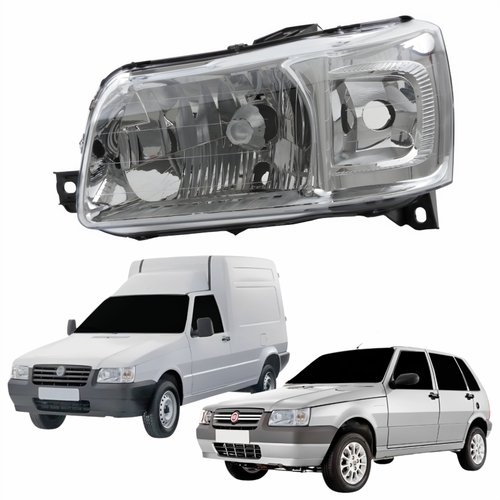 Farol Fiat Uno Fire Fiorino 2004 Até 2014 Original Arteb Máscara Cromada Lado Esquerdo Motorista