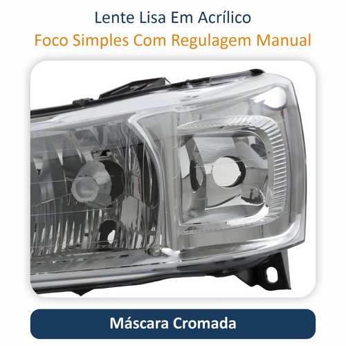 Farol Fiat Uno Fire Fiorino 2004 2005 2006 2007 2008 2009 2010 2011 2012 2013 2014 Original Máscara Cromada Lado Esquerdo Motorista