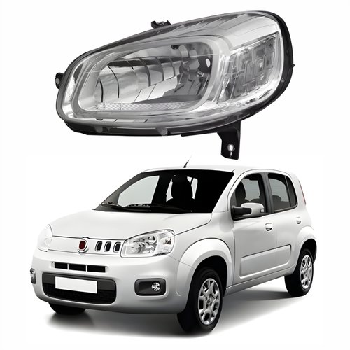 Farol Principal Fiat Uno Vivace 2015 Até 2021 Cromado Lado Esquerdo Motorista