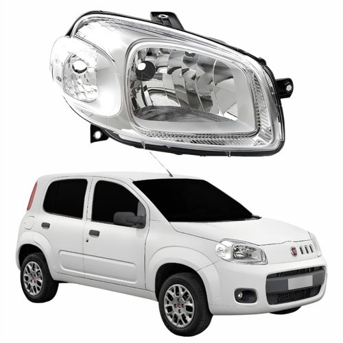 Farol Fiat Uno Vivace 2010 2011 2012 2013 2014 Máscara Cromada Lado Direito Passageiro