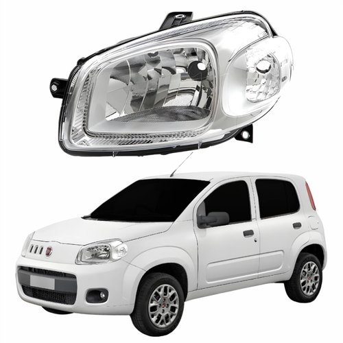 Farol Fiat Uno Vivace 2010 2011 2012 2013 2014 Máscara Cromada Lado Esquerdo Motorista