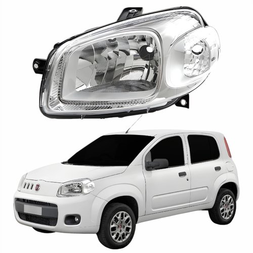 Farol Fiat Uno Vivace 2010 Até 2014 Original Arteb Máscara Cromada Lado Esquerdo Motorista