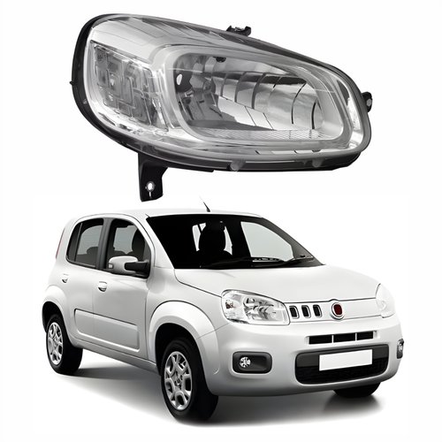 Farol Principal Fiat Uno Vivace 2015 Até 2021 Cromado Lado Direito Passageiro