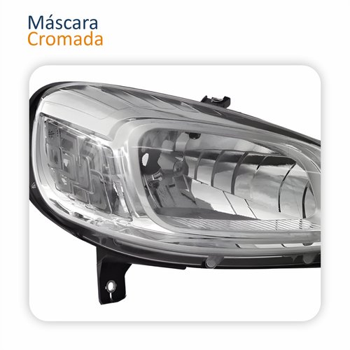 Farol Principal Fiat Uno Vivace 2015 Até 2021 Cromado Lado Direito Passageiro