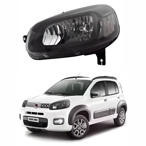 Farol Fiat Uno Vivace 2015 Até 2021 Máscara Negra Lado Esquerdo Motorista