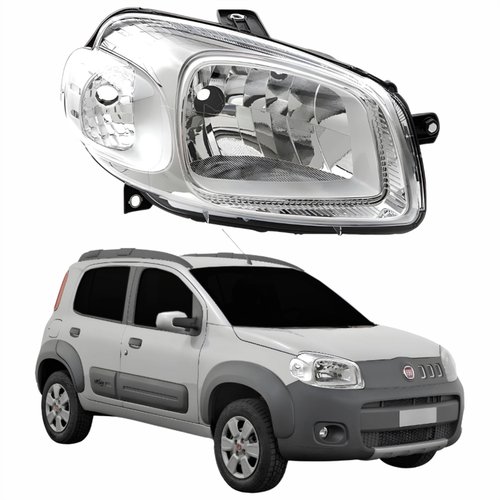 Farol Fiat Uno Way 2010 2011 2012 2013 2014 Original Máscara Cromada Lado Direito Passageiro