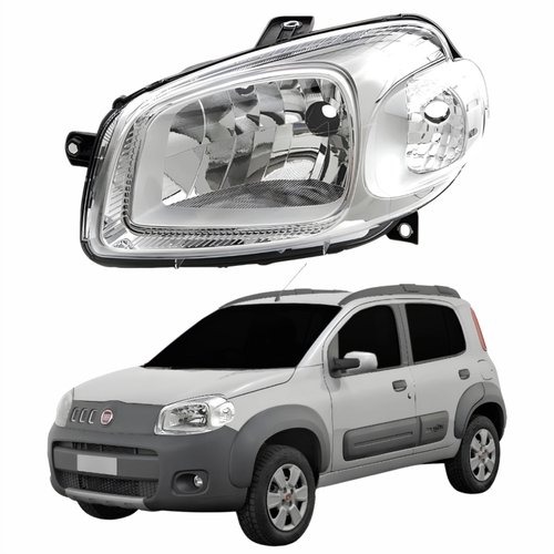 Farol Fiat Uno Way 2010 Até 2014 Original Arteb Máscara Cromada Lado Esquerdo Motorista