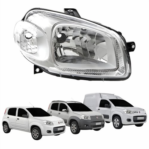 Farol Fiat Uno Way Vivace 2010 Até 2014 Fiorino 2014 Até 2019 Original Arteb Máscara Cromada Lado Direito Passageiro