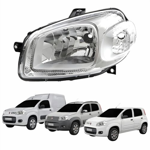 Farol Fiat Uno Way Vivace 2010 Até 2014 Fiorino 2014 Até 2019 Original Arteb Máscara Cromada Lado Esquerdo Motorista
