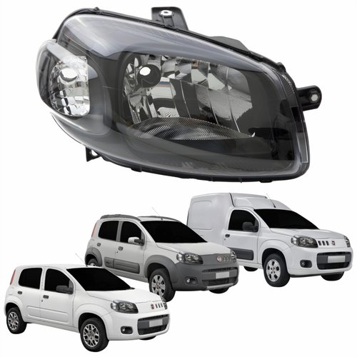 Farol Fiat Uno Way Vivace 2010 Até 2014 Fiorino 2014 Até 2019 Original Arteb Máscara Negra Lado Direito Passageiro