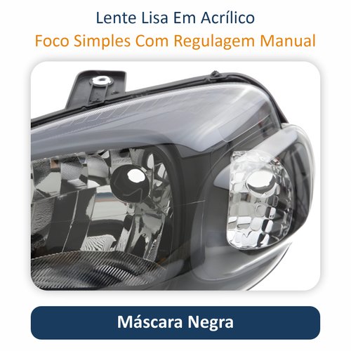 Farol Fiat Uno Way Vivace 2010 Até 2014 Fiorino 2014 Até 2019 Original Arteb Máscara Negra Lado Esquerdo Motorista