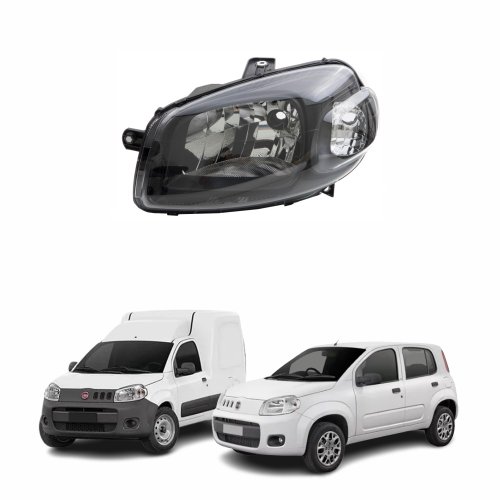 Farol Fiat Uno Way Vivace Fiorino 2010 Até 2019 Máscara Negra Lado Esquerdo Motorista