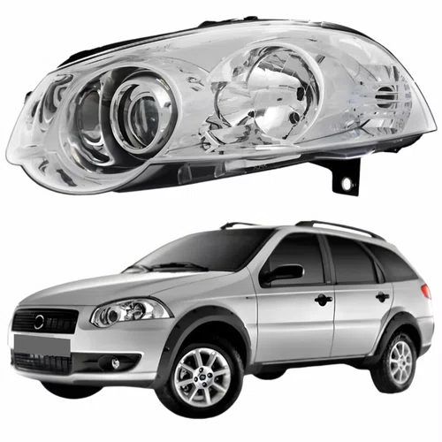 Farol Fiat Weekend 2008 Até 2016 Máscara Cromada Com Anel Cromado Lado Esquerdo Motorista