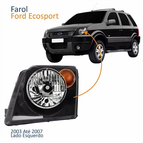 Farol Principal Ford Ecosport 2003 2004 2005 2006 2007 Pisca Âmbar Lado Esquerdo Motorista