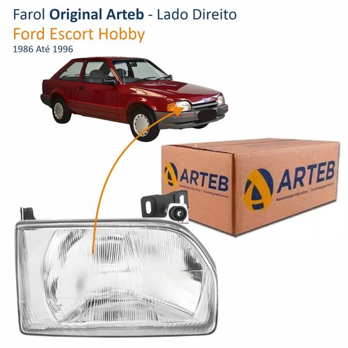Farol Ford Escort Hobby 1986 Até 1996 Original Arteb Lado Direito Passageiro