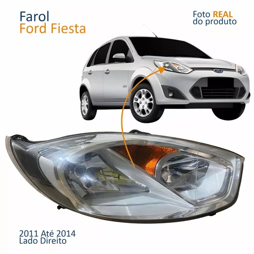 Farol Principal Ford Fiesta 2011 2012 2013 2014 Cromado Lado Direito Passageiro