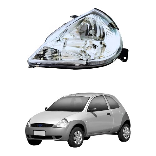 Farol Ford Ka 2003 2004 2005 2006 2007 Pisca Cristal Lado Esquerdo Motorista