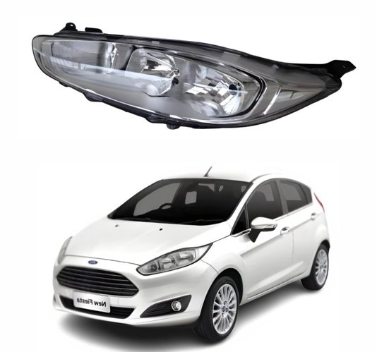 Farol Ford New Fiesta 2014 Até 2019 Máscara Negra Lado Esquerdo Motorista