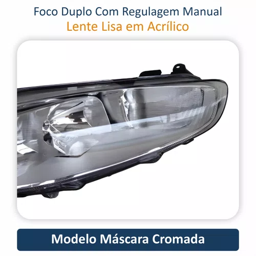 Farol Ford New Fiesta 2014 Até 2019 Máscara Cromada Lado Direito Passageiro